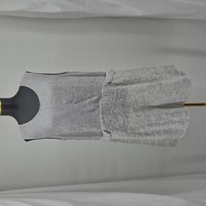 Beau Jeurs Dress Linen Blend Sleeveless Pocketed Flowy Dress Gray Pleat Front L